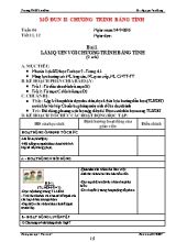 Kế hoạch dạy học Tin học 7 - Tiết 11+12, Bài  Làm quen với chương trình bảng tính (2 tiết) - Năm học 2016-2017 - Nguyễn Văn Dũng